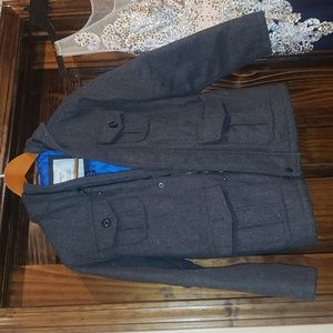 Gap Kids warmest hood wool patched elbow jacket pea coat 10 11 L